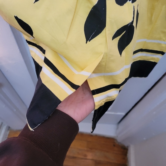 DebenHams UK Label Yellow & Black Floral Midi Dress Coastal Cottagecore Artsy - Picture 6 of 8